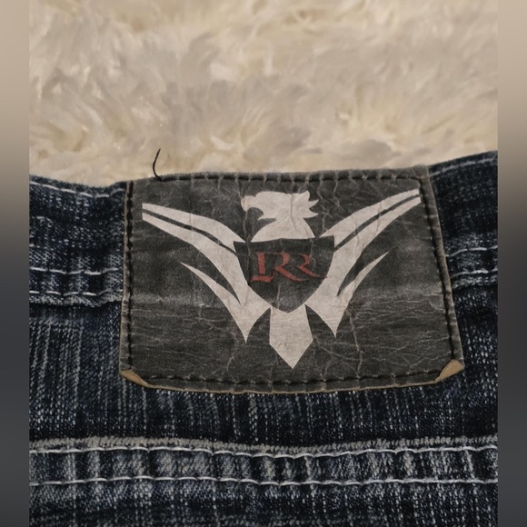 ROMAN ROYALTY Men's darkwash distressed 100% Cotton Baggy Jean Sz. 38x32 EUC - Picture 4 of 6